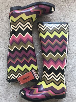 NWOB Girls Missoni For Target ZigZag Rain Boots Size 12 NWT - Main Image