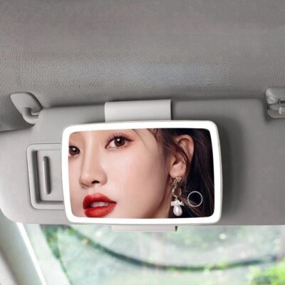 Car Sun Visor Mirror Clip on Vanity Mirror Makeup Sun Shading LED Mirror