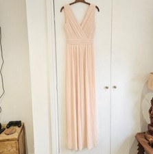 Asos Nude Pale Pastel Pink Pleated Maxi Dress Size 8 Bridesmaid Ball Wedding...