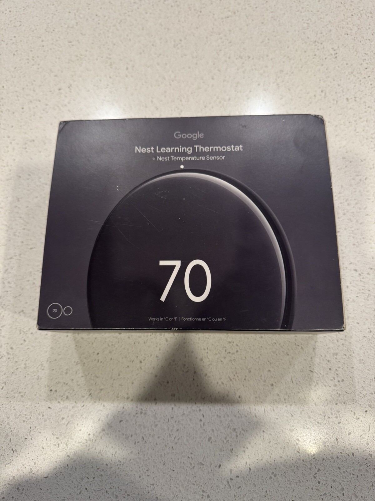 Google Nest Learning Thermostat (4th Gen) w Temperature Sensor Polished Obsidian