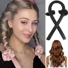 1 PIECE, HEATLESS OVERNIGHT CURLS, HAIR WRAP BAND, ROLLER SET, BLACK with FREE w