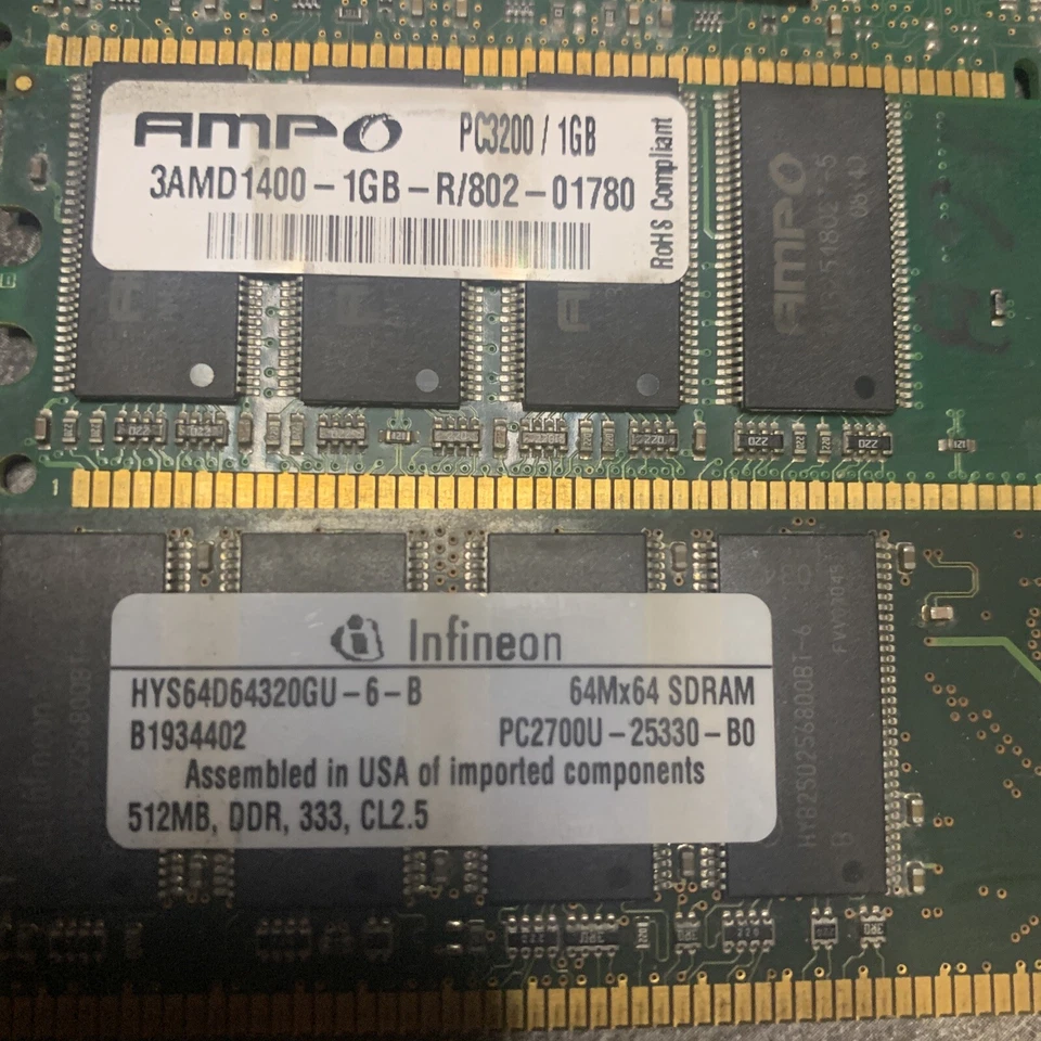 (2) 256MB DIMM Memory Module (10) 512mb DIMMs (4) 1GB 16 total various brands - Image 2 of 4