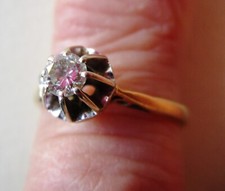 BAGUE SOLITAIRE 2 ORS 750 , 18 K , DIAMANT TAILLE MODERNE