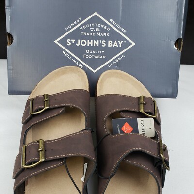 ST, John\'s Bay Sandals Men\'s  Brown Footbed Slip on Flat Color brown St. Johns Bay Flex Form Men main image 2