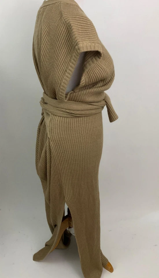 MABLE Marrón Acanalado Suéter Corbata Suéter Vestido Para Mujer M Foto 2 de 4