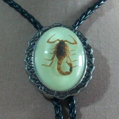 47# western bolo / bootlace tie Scorpion glow in the dark on black cord