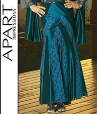 NEU LUXUS SATIN ROCK SCHLEPPENEFFEKT 34/17 38/19 42/21 APART 179€ petrol *213398