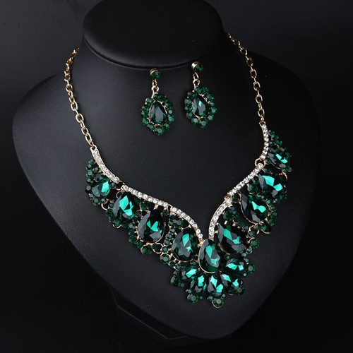 Women Crystal Bridal Wedding Jewelry Set Necklace Earrings Statement Party Gifts - Picture 43 of 72