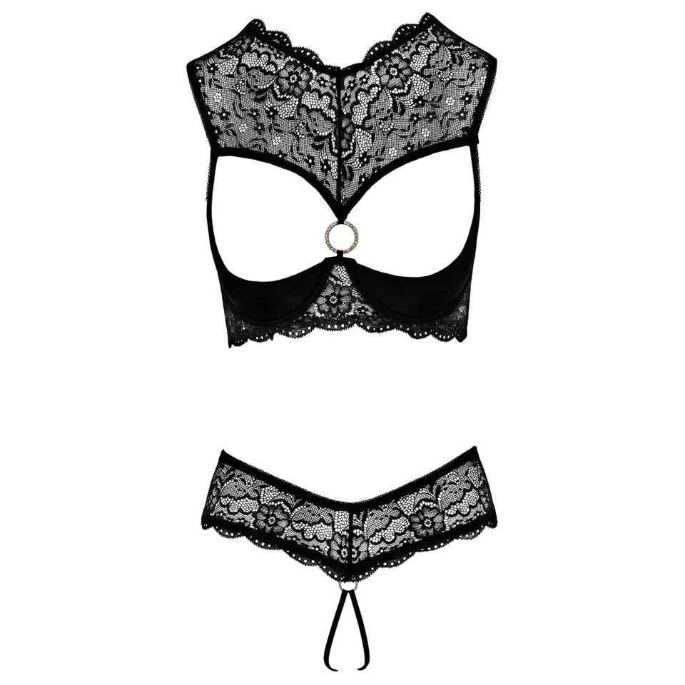 Cottelli Shelf Lace Open Cup Bra & Crotchless G-String Set Lingerie ...