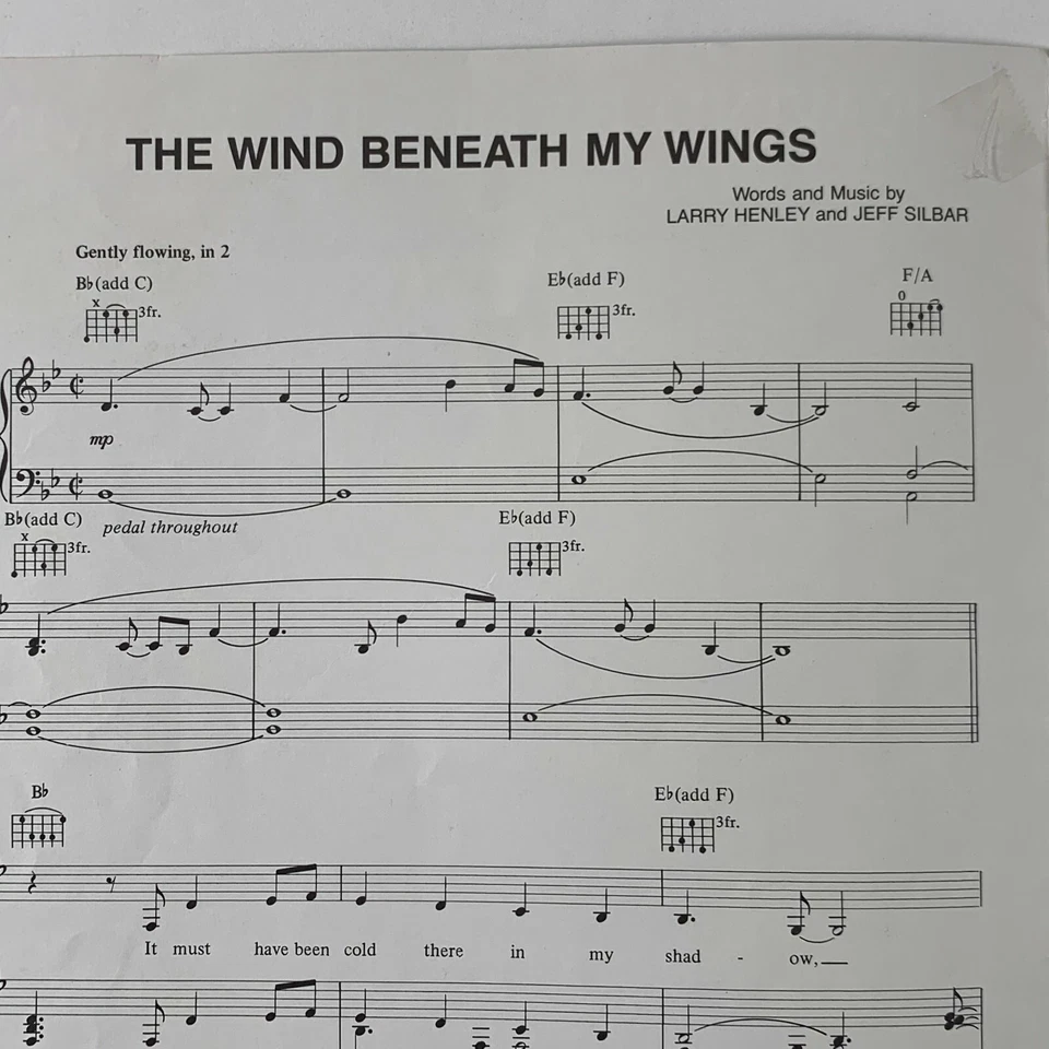  Sheet Music The Wind Beneath My Wings recorded Bette Midler from Beaches  PA-10 - Image 4 of 4