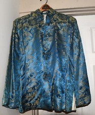 Silk Japanese Reversible Kimono Shirt Handmade Made in Japan Med