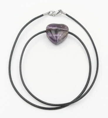 Collier Avec Pendentif Cœur En Améthyste - Lithothérapie, 41-45 Cm, Violet, Neuf