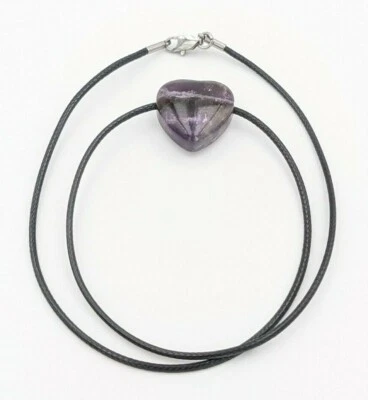 NC PENDENTIF FORME COEUR EN PIERRE AMÉTHYSTE AVEC COLLIER LITHOTHÉRAPIE 2cm