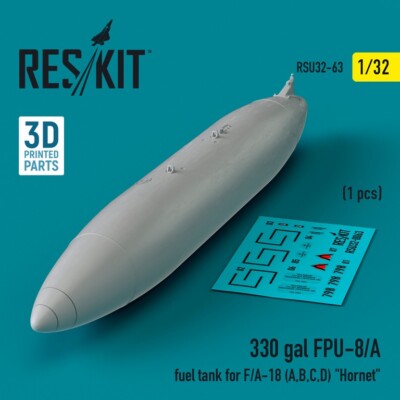 330 gallon FPU-8/A fuel tank for F/A-18 (A,B,C,D) ''Hornet'' (1 pcs.) (3D Printed)