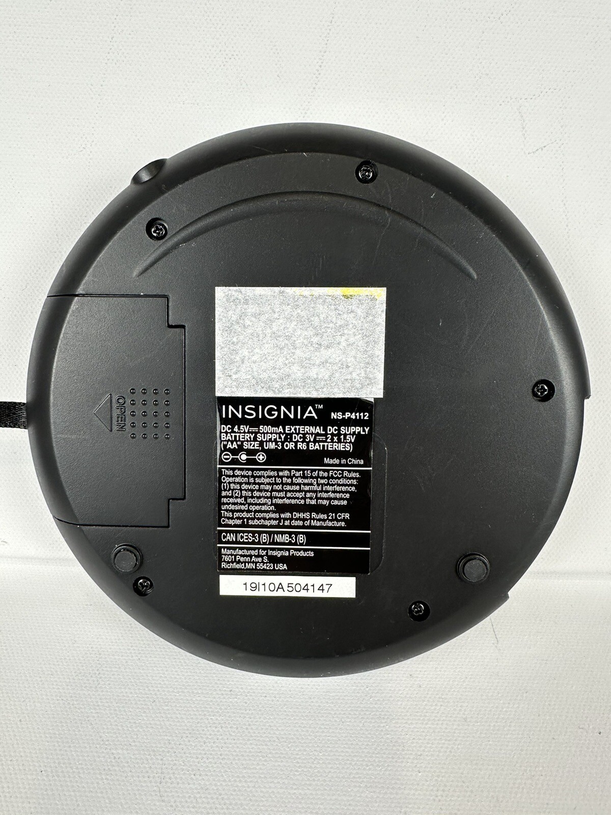 Insignia CD Player Portable NSP4112 60s Anti Shock Protection