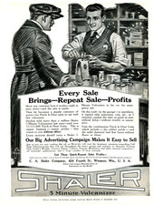 Anuncio original de distribuidor Shaler Vulcanizer 1919 Solo muéstrales cómo funciona