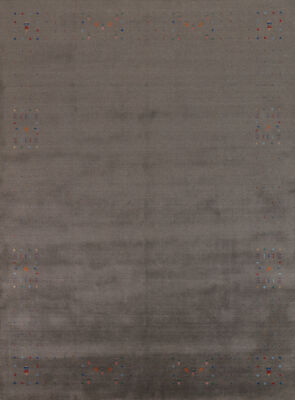 High-quality Grey Hand-woven Wool Rug Durable Gabbeh Rug 8x10 ft