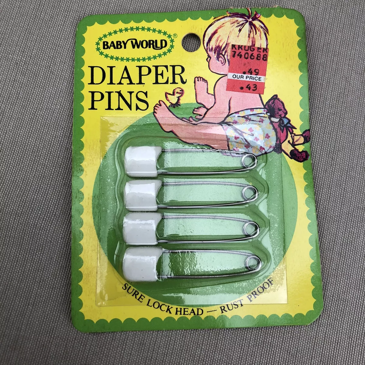 Baby World Vintage Baby Diaper Safety Pins for Cloth Diapers NOS Made in  Japan