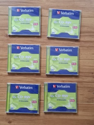 6x Verbatim CD-RW 8 -12x - 80MIN / 700MB Rewritable Blank CDRW Disc NEU & VERSIEGELT