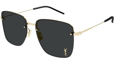 Saint Laurent SL 312 M 013 Gold Dark Grey YSL Gold Logo Lens Women Sunglasses