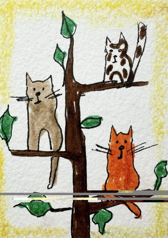 Original ACEO Painting Cat Miniature Art Card By Carole Collins M12