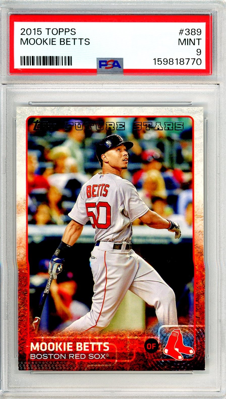 2015 Topps MOOKIE BETTS R/C #389 PSA Grade 9 MINT-Cond "Just Graded INVEST" view 1