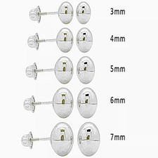 Classic Ball 3-7mm Baby / Kids Unisex Screw Back - 925 Sterling Silver Earrings