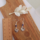 Beautiful Bird Swan Dangle Earrings Silver Hooks Dark Blue AB AUS Free Postage
