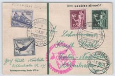 Zeppelin Olympiafahrt Auflieferung FRANKFURT auf Flaggen-Postkarte 463