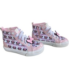 Disney Minnie Mouse Girl High Top Sneakers Shoes Pink Glitter Ground Up size 13
