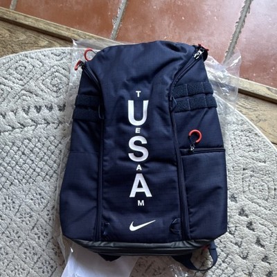 Nike Navy Red Nylon Hiking Camping Daypack Backpack USA Lettering 3 Pockets