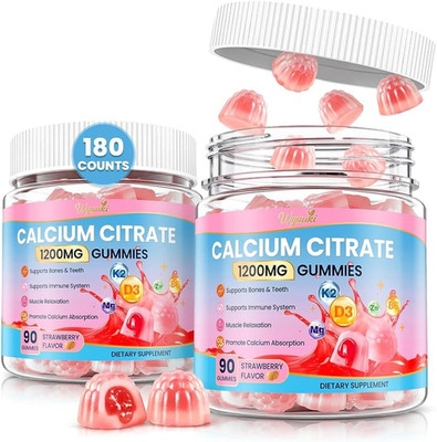 2 Pack Calcium Citrate Magnesium Zinc 1500Mg for Kids & Adults Sugar-Free D3 K2