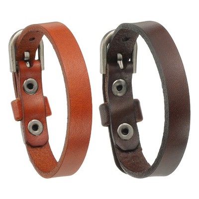0.4 Inch 1Set Leather Belt Bracelet for Men Women, Light Brown/Dark Brown