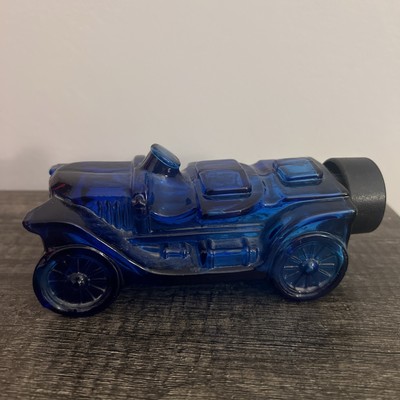Vintage Avon Made In USA Blue Glass Car Cologne Empty