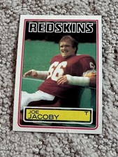 1983 TOPPS RAW FOOTBALL CARD ROOKIE JOE JACOBY WASHINGTON REDSKINS. rookie card picture