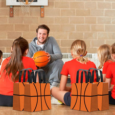 24 PCS Basketball Gift Bags Basketball Treat Bag Handles Reusable Basketball Non