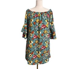 Xhilaration Floral Off Shoulder Shift Dress Womens Medium Boho Peasant Dress