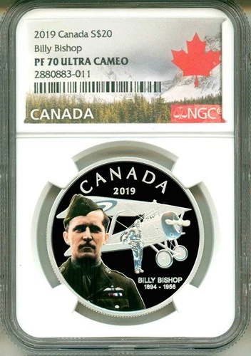 2019 Canada S$20 Billy Bishop Colorized NGC PF70 Ultra Cameo
