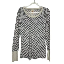 MossimoWomens XXL Floral Thermal Top Waffle Knit Cream Blue Cabincore Vermont