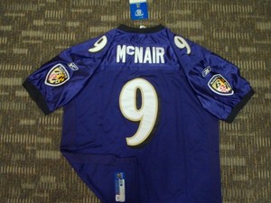 NWT SEWN STEVE McNAIR #9 BALTIMORE RAVENS REEBOK PURPLE NFL GAME FOOTBALL JERSEY