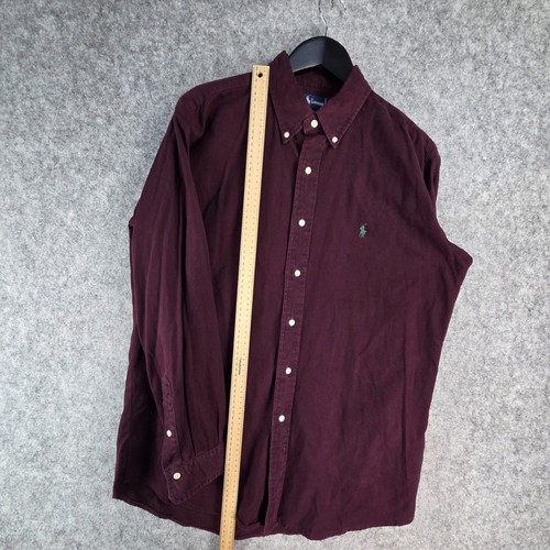 Ralph Lauren Shirt Mens Large Red Burgandy Button Down Long Sleeve Small Pony - Picture 6 of 11