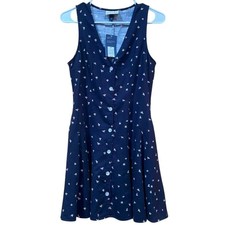 Universal Thread Womens Dress XS Blue Floral Sleeveless Button Front Mini NWT