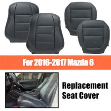 For 2016-2017 Mazda 6 Touring Front Bottom Top Perf Leather Seat Cover Black For 2016-2017 Mazda 6 Touring Front Bottom Top Perf Leather Seat Cover Black