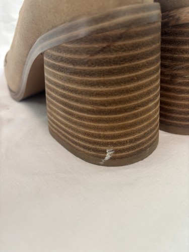 Zapatos de salón Vince Camuto de gamuza tostada con tacón ancho punta cuadrada talla 8M 39 - Imagen 4 de 13