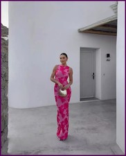 2025 New Elegant Women Sleeveless 3d Flowers Party Dress Embroidery Mesh Slim.