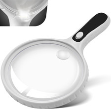 Large Lighted Magnifying Glass 5.3 In, 10X 20X Handheld Magnifier with 4 LED Lig