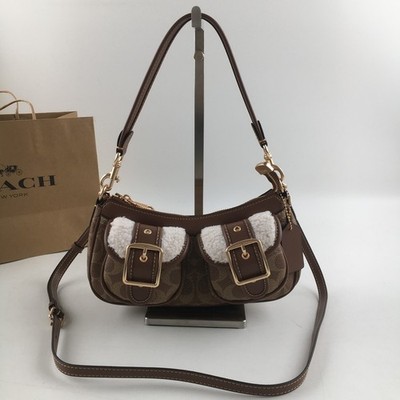 COACH Ashton Baguette Bag In Signature Canvas Tan/Natural CY658