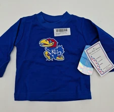 Kansas Jayhawks Two Feet Ahead Infant Blue Long Sleeve Cotton T-Shirt, 6 Mo, New