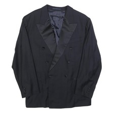 BOSS HUGO BOSS Giacca Doppiopetto Uomo Nera Lana Classico Fit Risvolto Raso