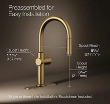 Kohler K-22974-2MB Kitchen Faucet Vibrant Brushed Moderne Brass